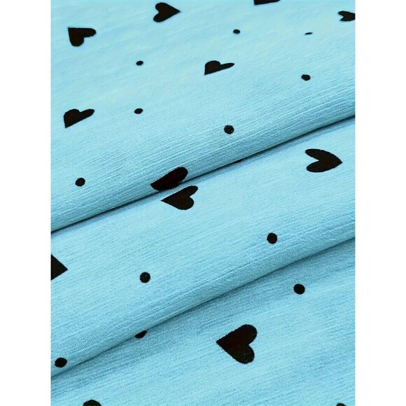 NEW Chic Flounce Sleeve Blouse Leopard & Heart Print Crew Neck Top Size L Blue - Picture 9 of 10